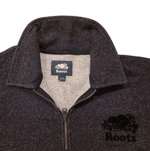 Roots Pullover Sweater 1/4 Zip Womens Medium Gray with Black Logo - Picture 2 of 8